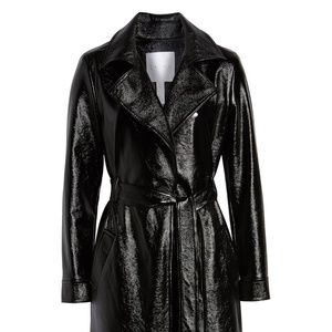 Leith Faux Patent Leather Trench Coat